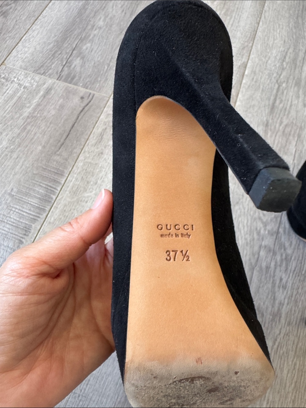 Gucci Y2K Black Suede Platform Pumps Heels Size 37.5 Coquette Girl Party Glam - Picture 8 of 10